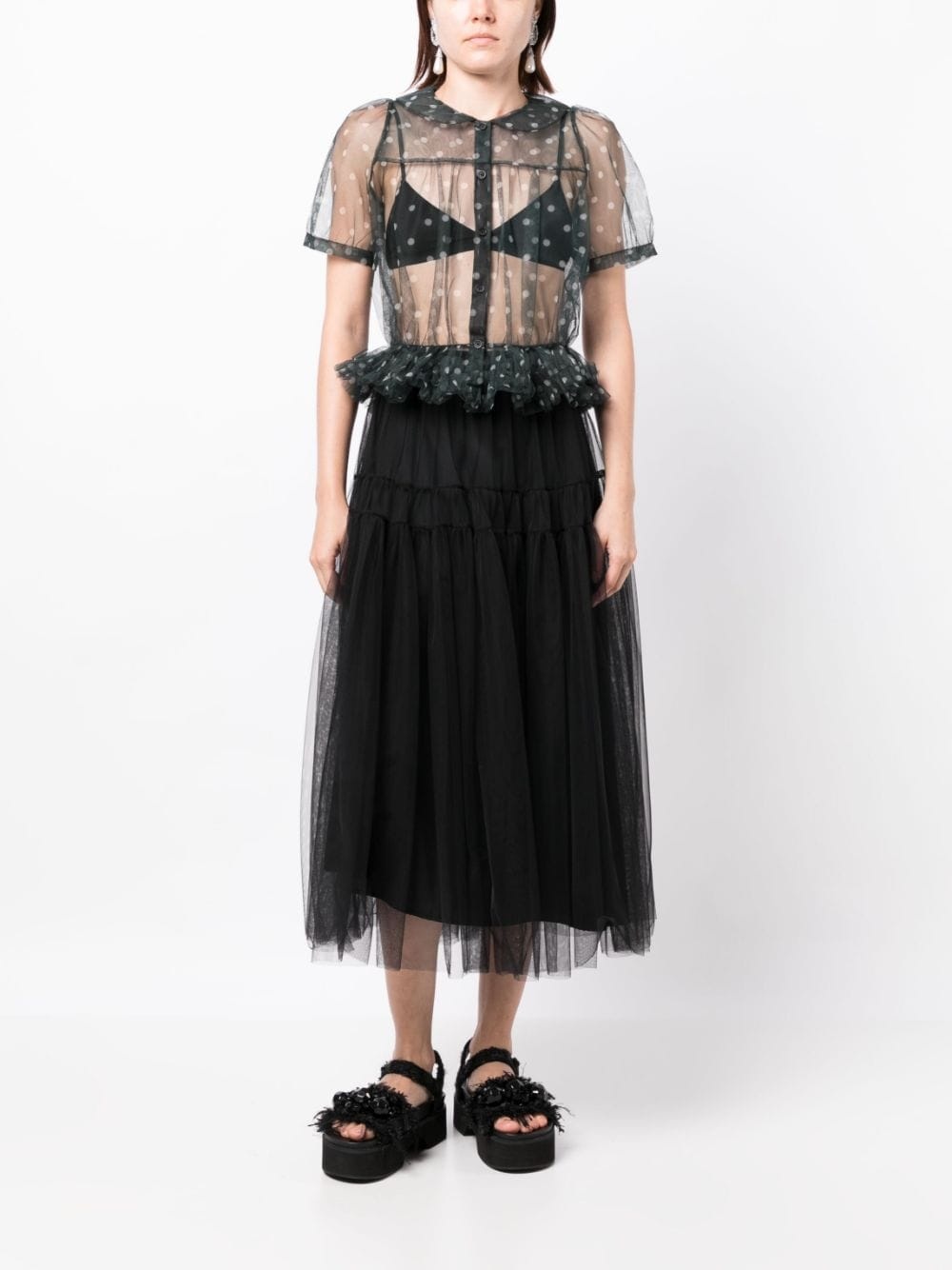 ruffled polka-dot tulle shirt - 2
