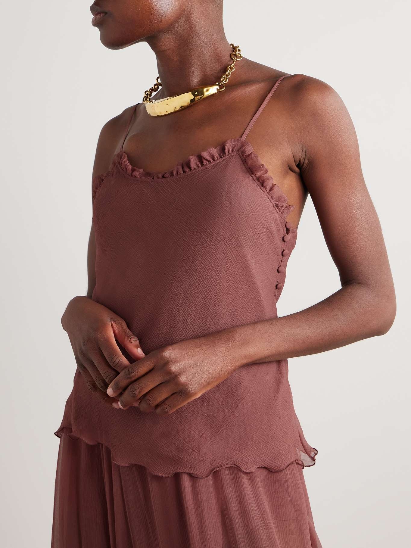 Ruffled silk-crepon camisole - 3