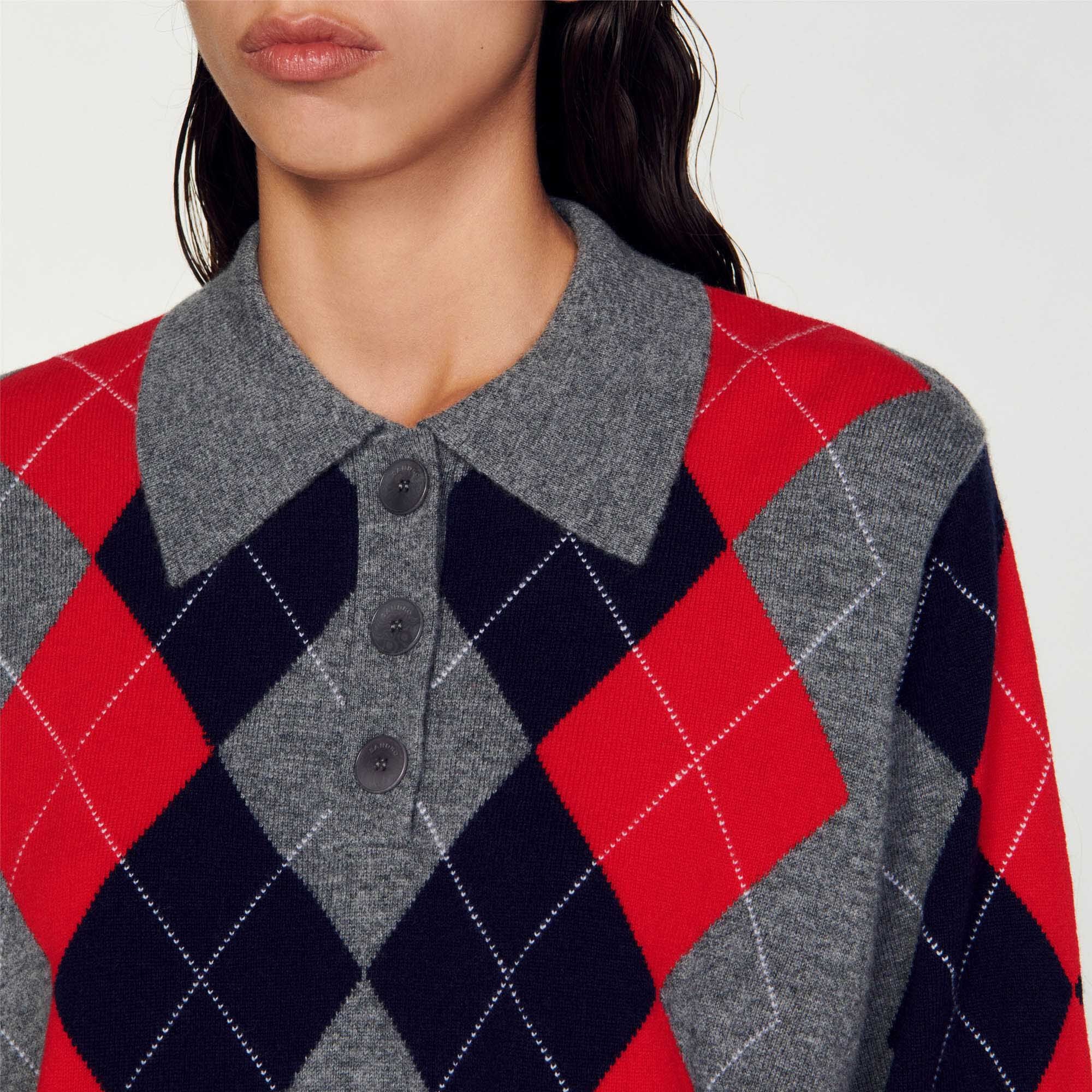 DIAMOND POLO NECK SWEATER - 4