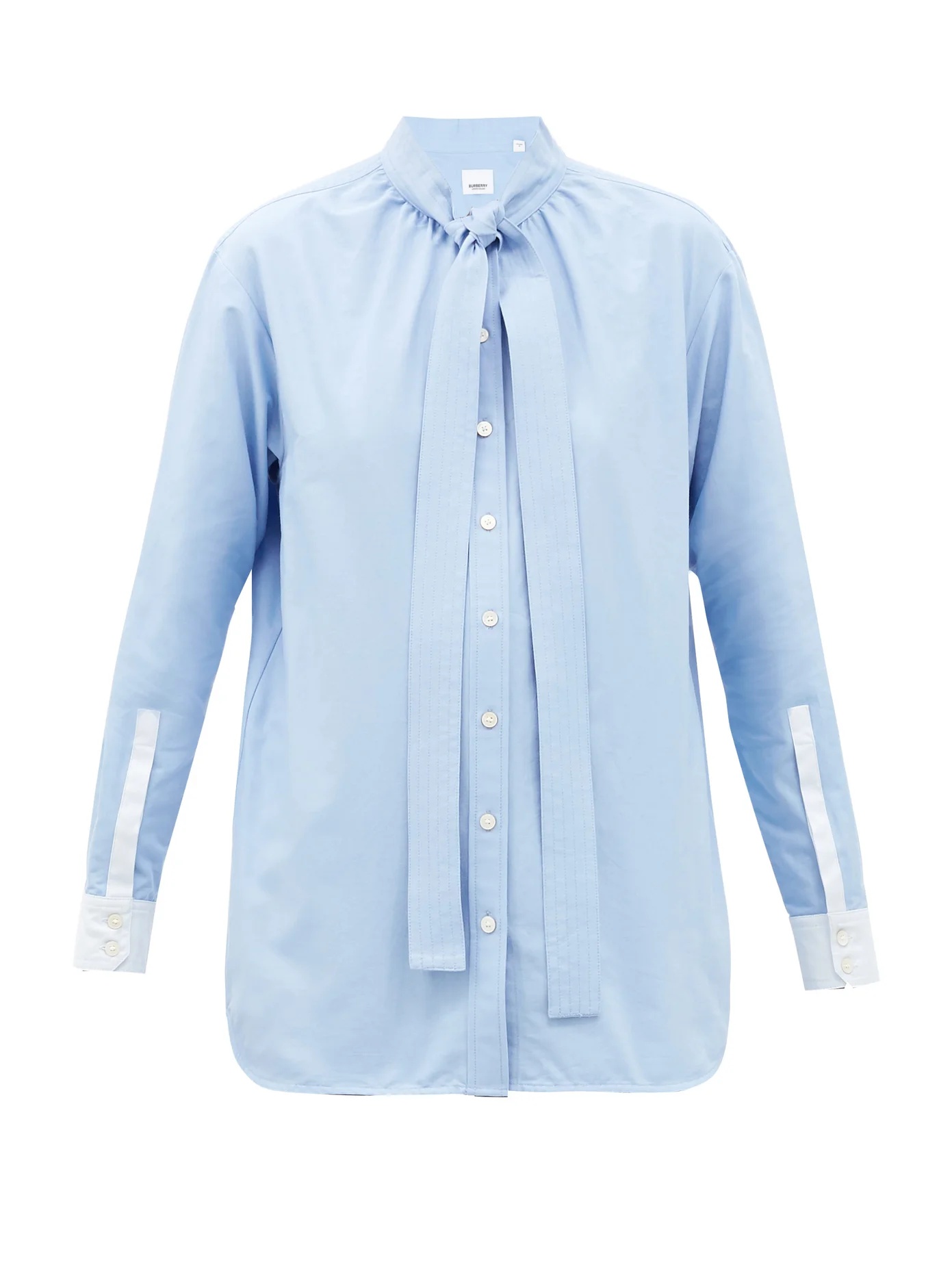 Yolanda tie-collar cotton-poplin shirt - 1