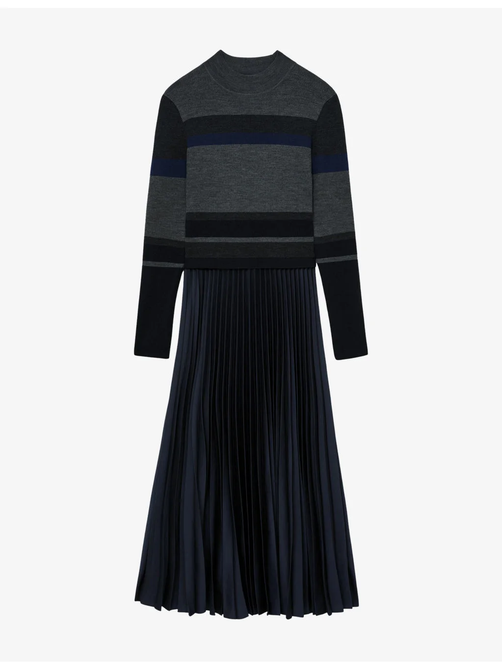 Carla Striped Pleated Wool-Blend Midi Dress - 1