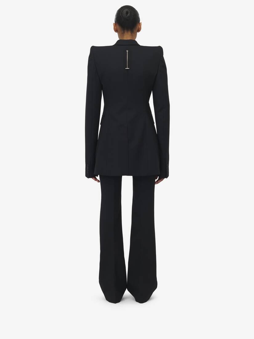 Stacked Shoulder Single-breasted Jacket - 5