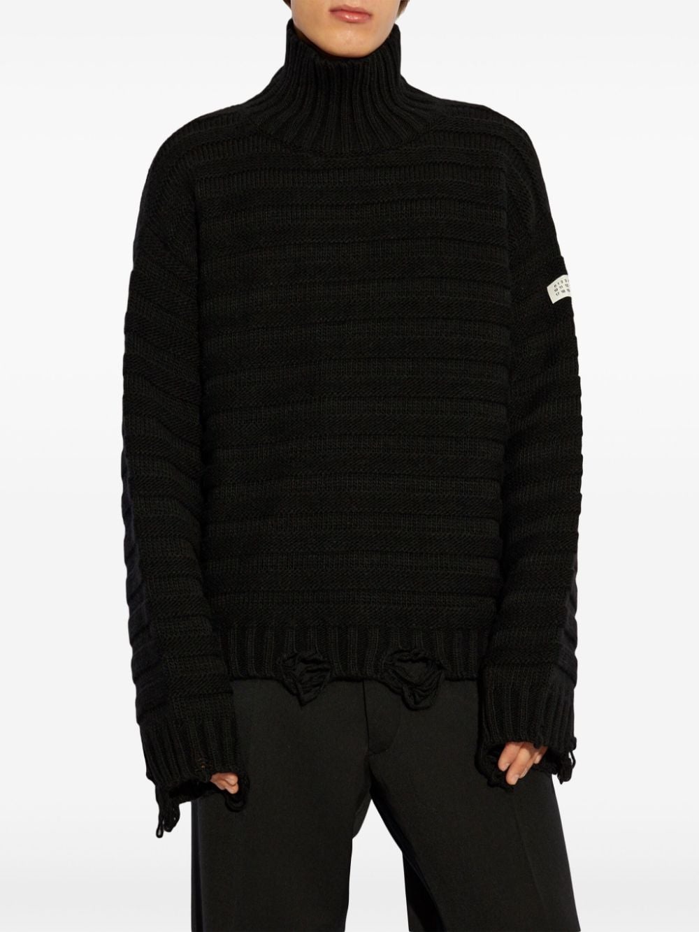 distressed high-neck jumper - 3