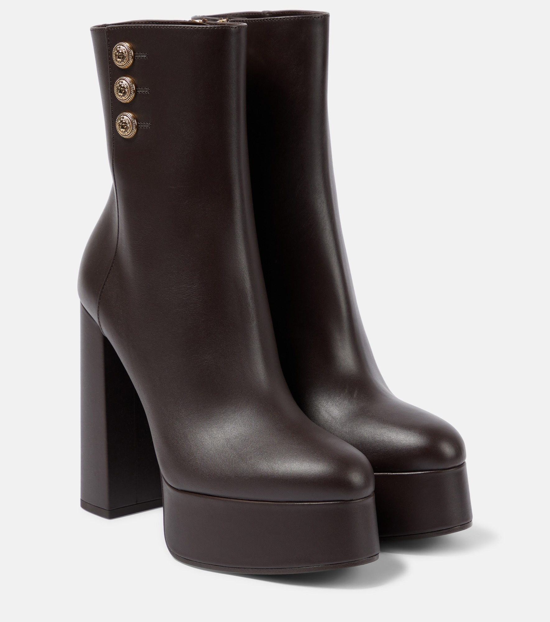 Brune leather platform ankle boots - 1