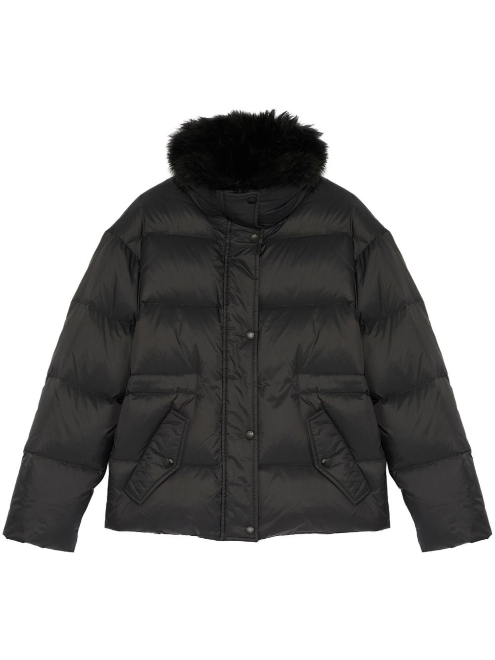 lambswool-trim puffer jacket - 1