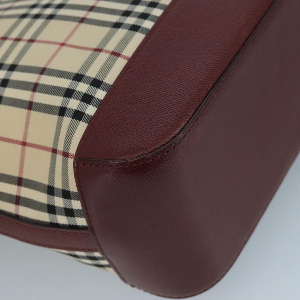 Burberry Nova Check Tote Bag Canvas Leather Beige Red Gold - 14