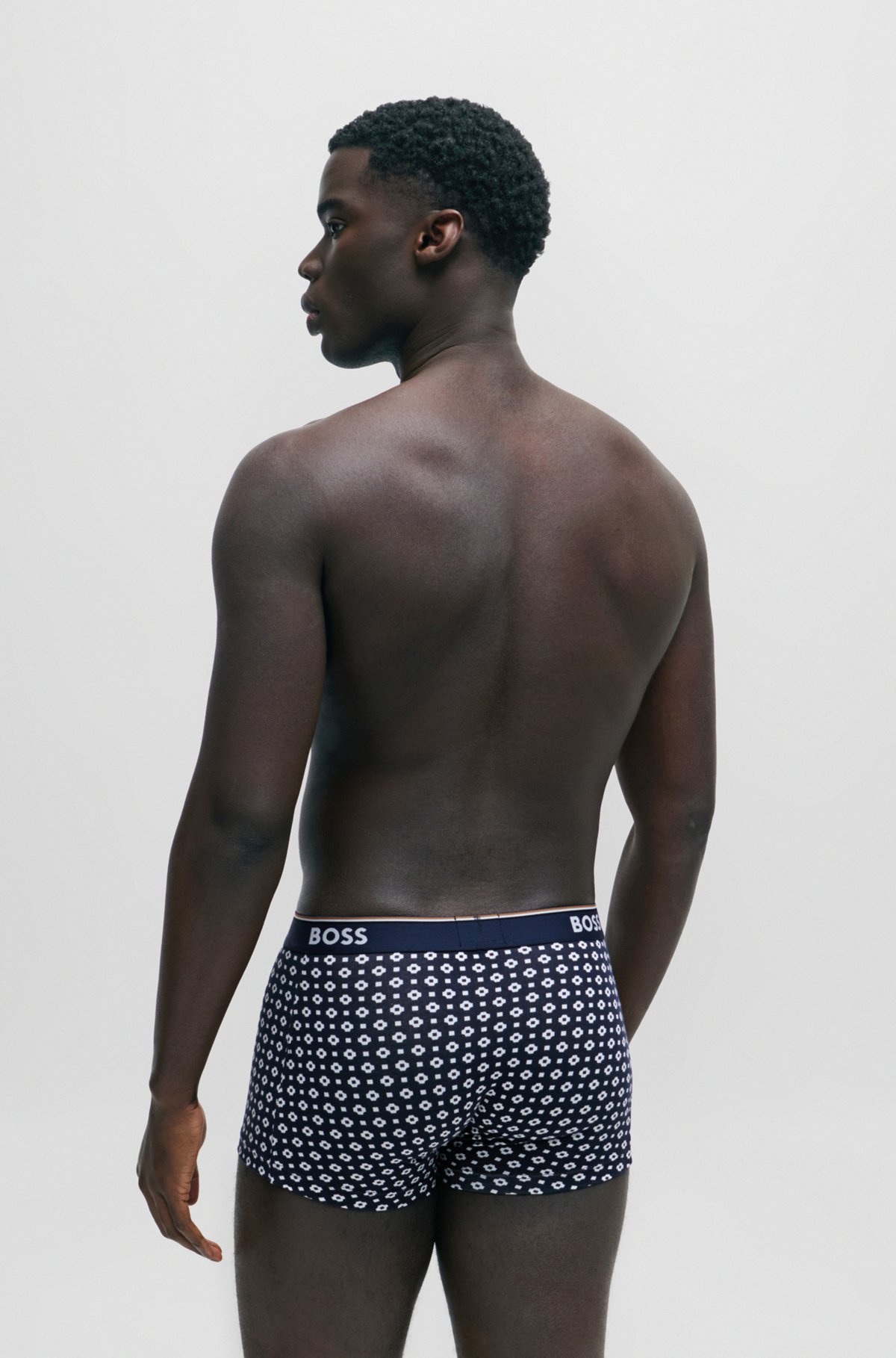 THREE-PACK OF STRETCH-COTTON TRUNKS WITH LOGO WAISTBANDS - 3