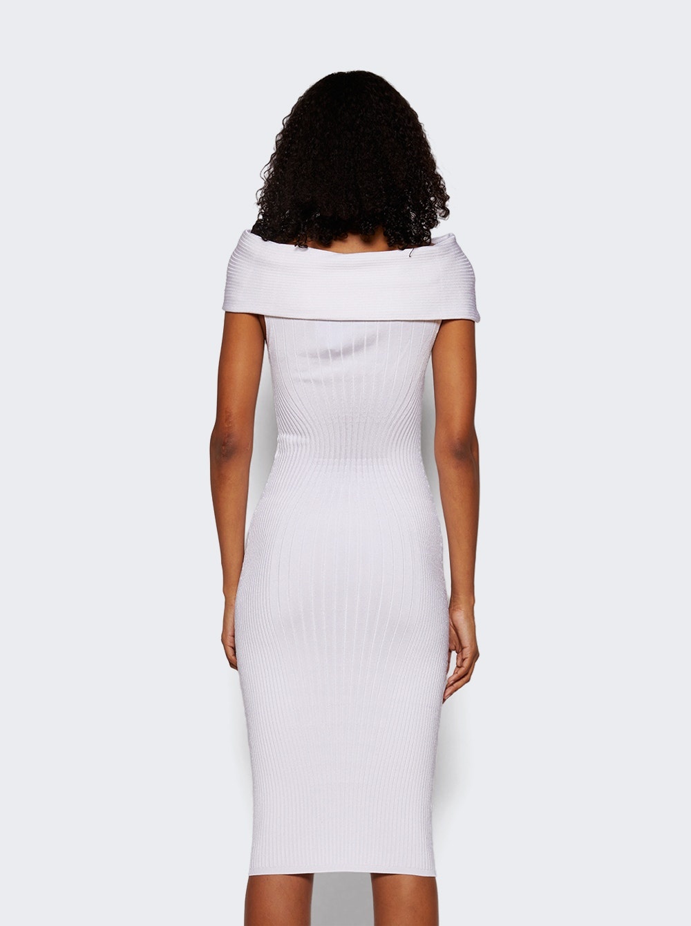 Off-shoulder Sculpting Dress Off-white - 5