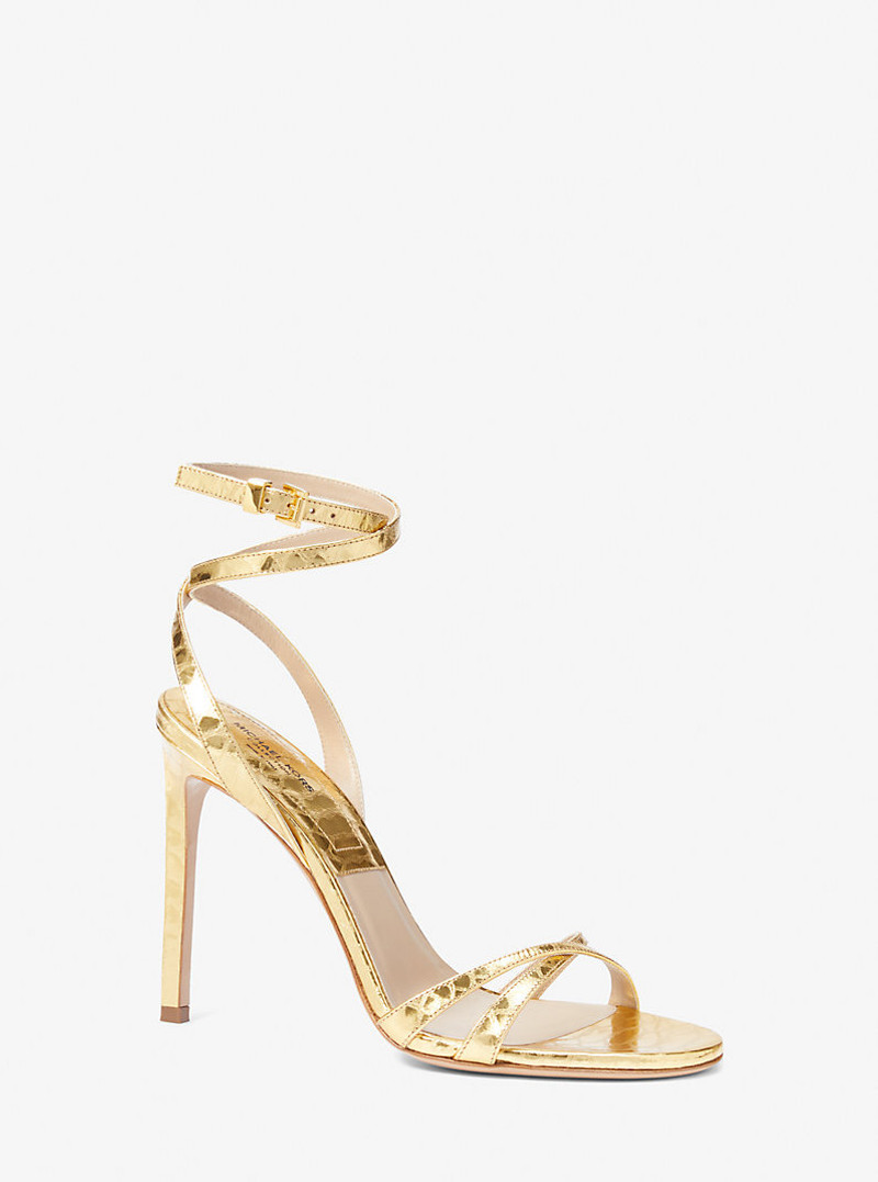 Chrissy Metallic Python Embossed Leather Sandal 1