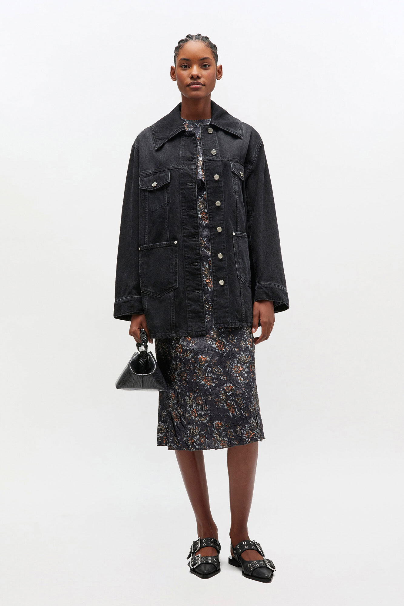 BLACK WASHED DENIM JACKET - 2