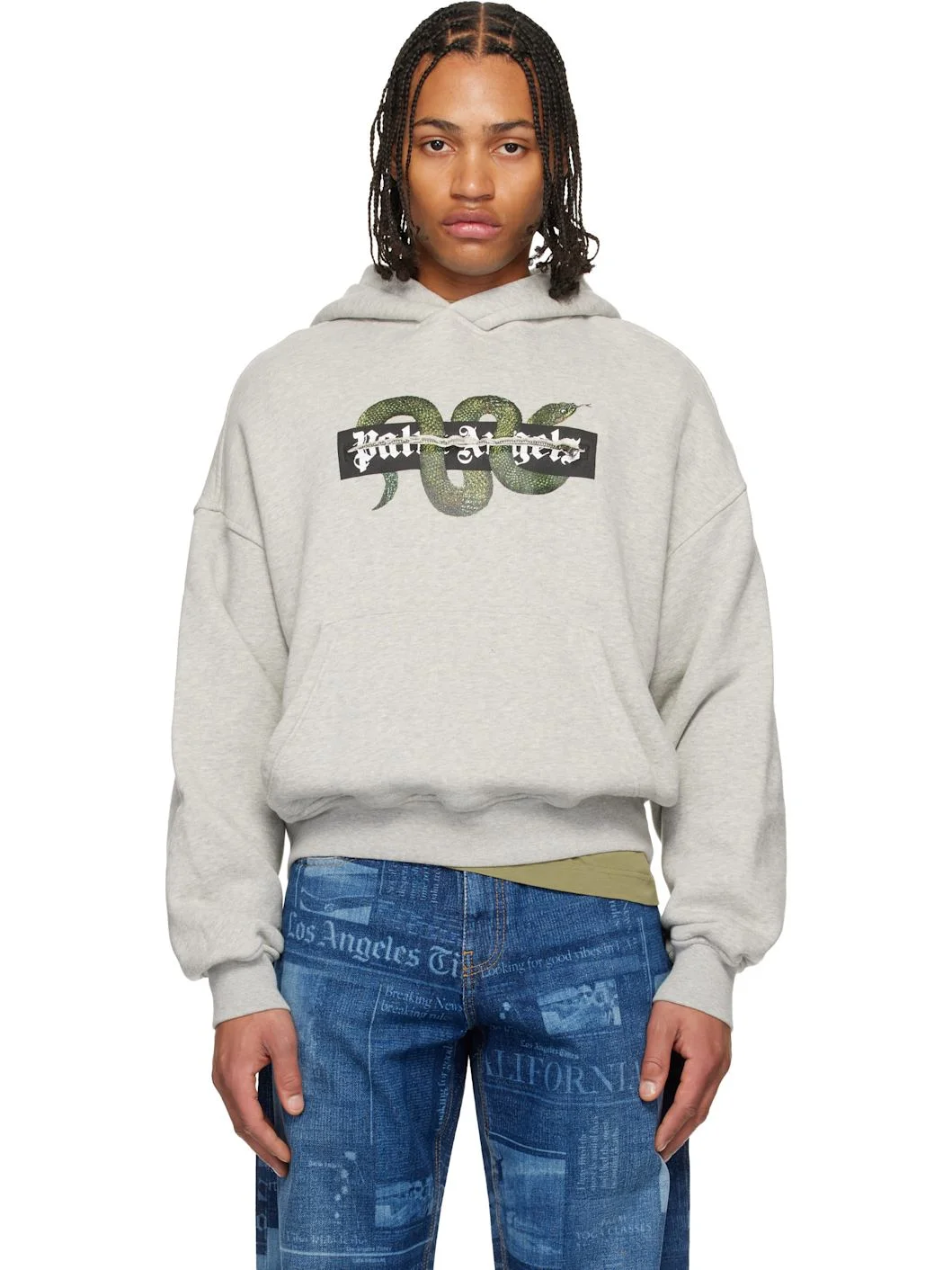 Gray Snake Graphic Hoodie - 1