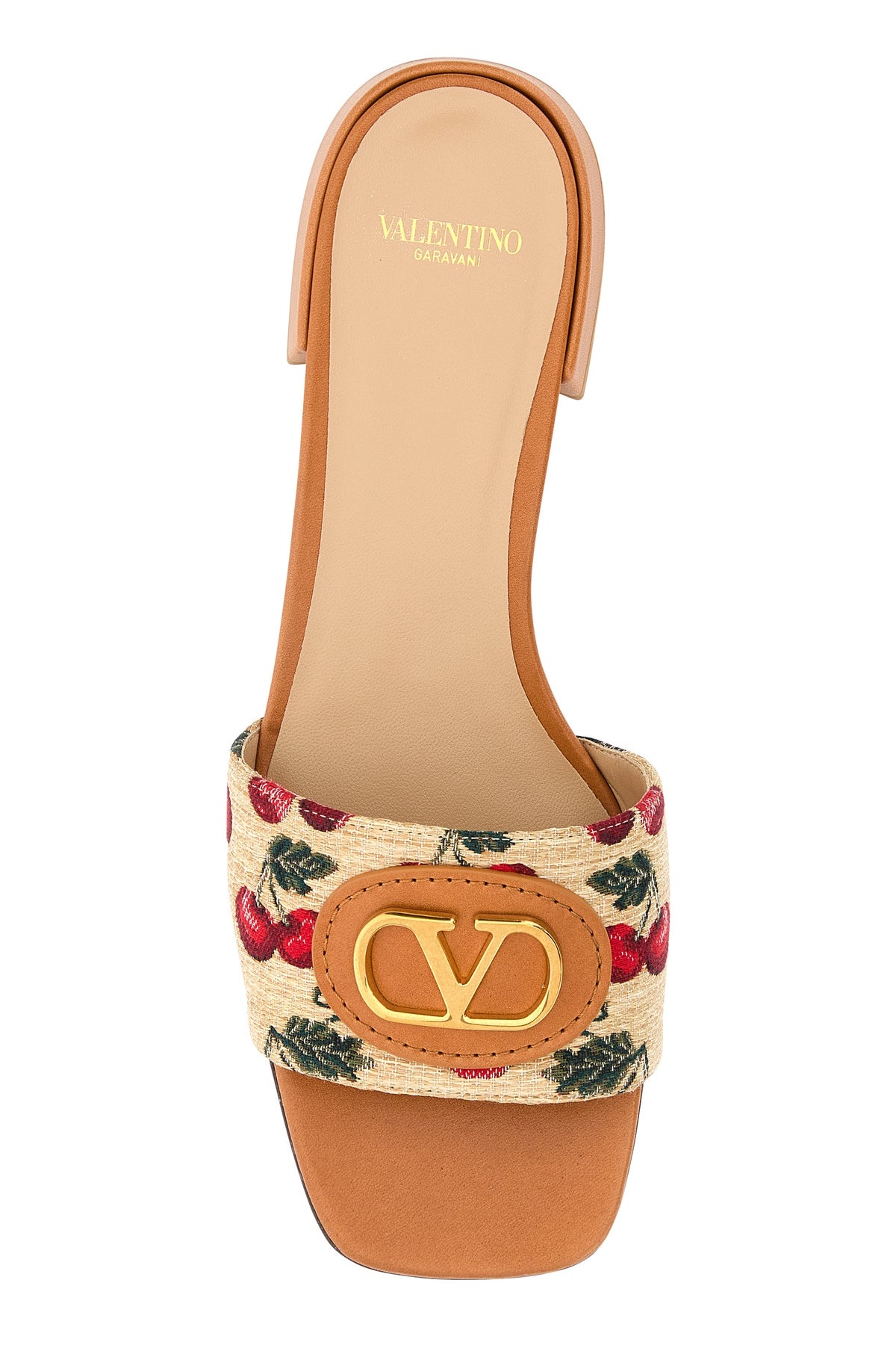 Embroidered raffia VLogo Signature slippers - 4