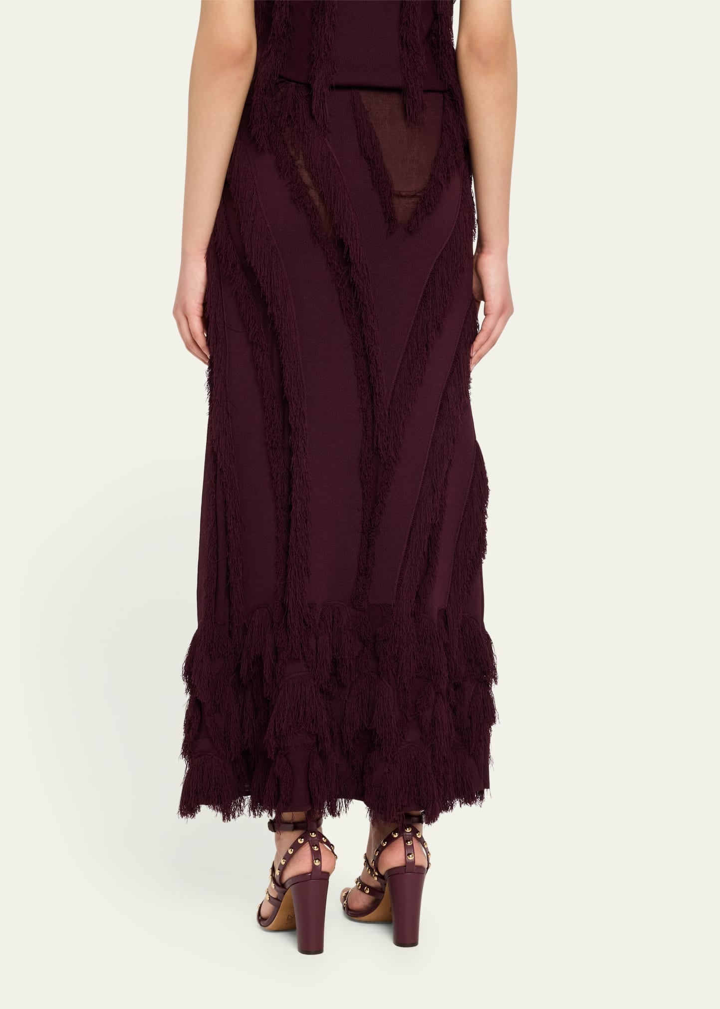 Astrid Macrame Fringe Knit Maxi Skirt - 3