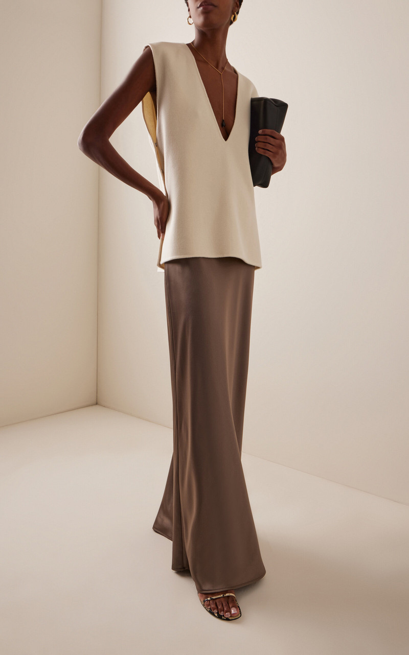 LESET Barb Satin Maxi Skirt taupe outlook