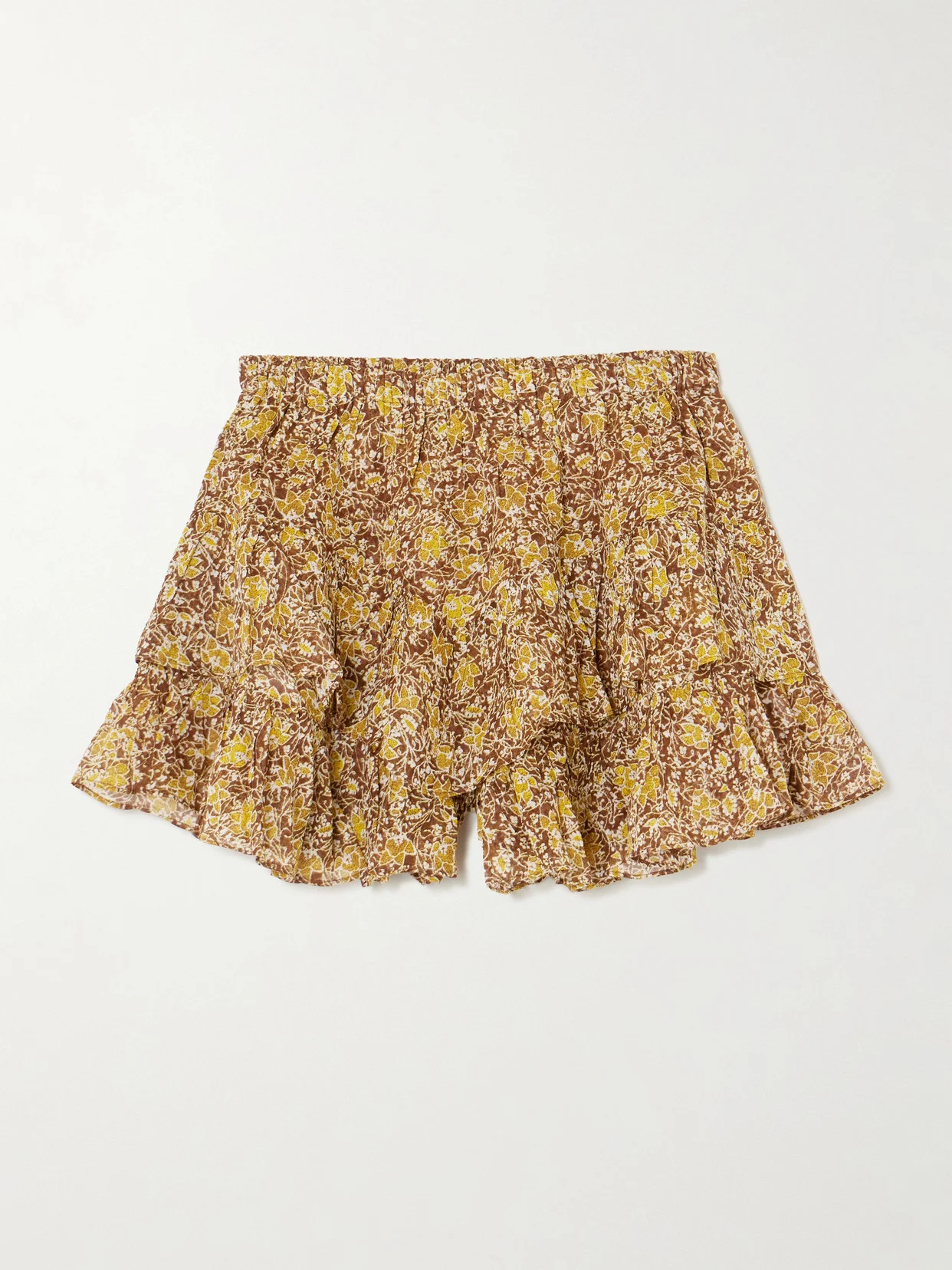 Jocadia Ruffled Printed Organic Cotton-voile Shorts - 1