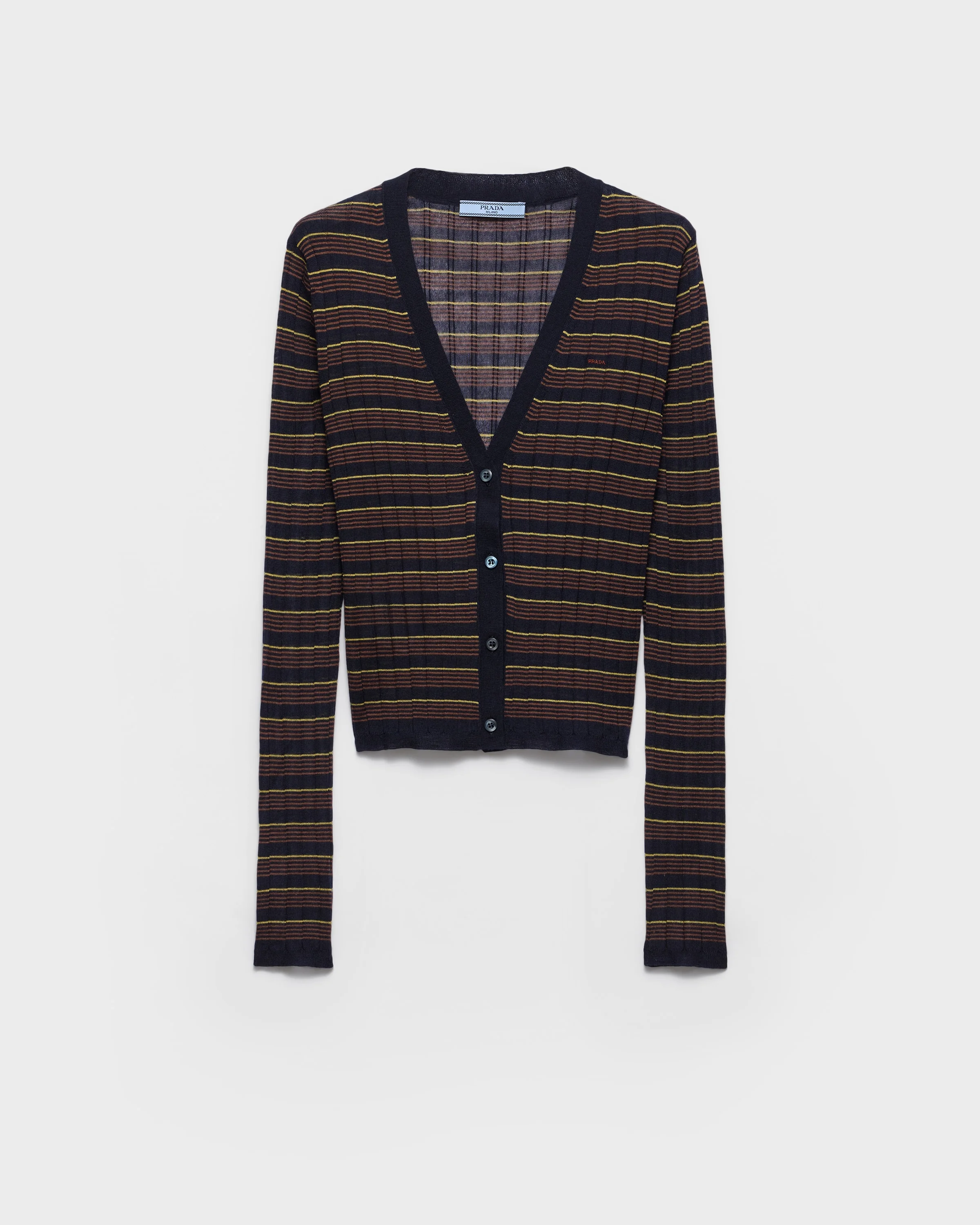 Striped cashmere and silk cardigan - 1
