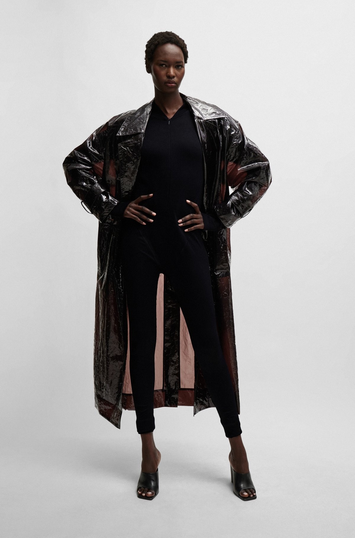 NAOMI X BOSS OVERSIZE RAINCOAT WITH LEOPARD-PATTERN EMBOSSING - 3