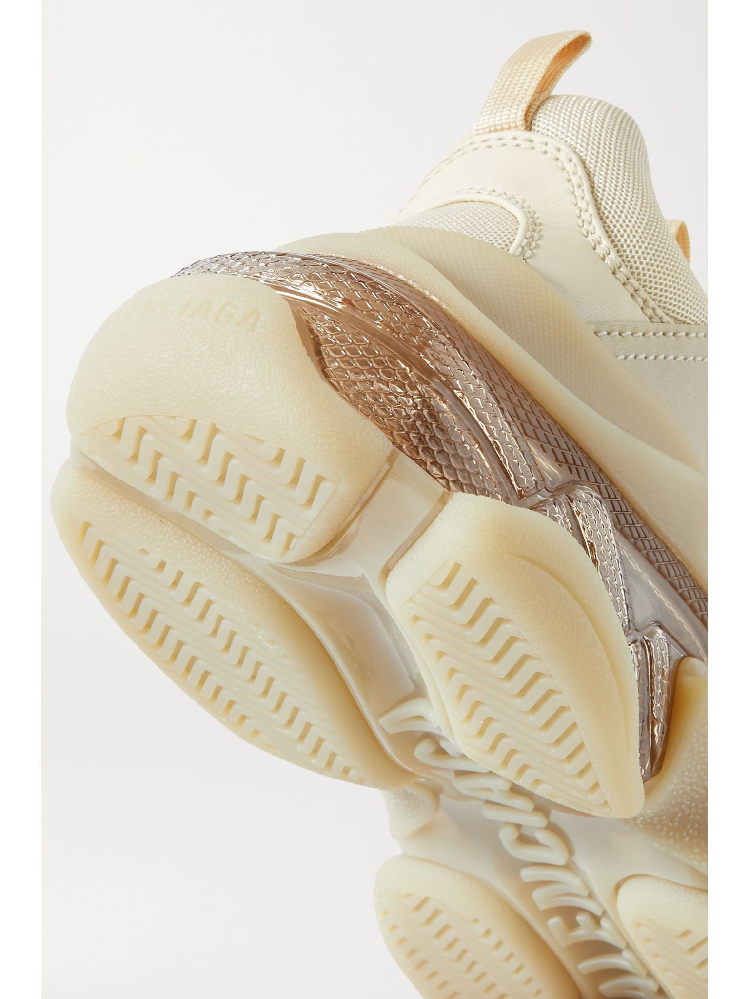 Triple S Clear Sole logo-embroidered faux leather and mesh sneakers Beige - 4