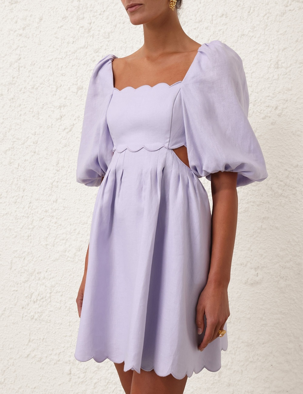 Zimmermann HALLIDAY SCALLOP MINI DRESS | REVERSIBLE