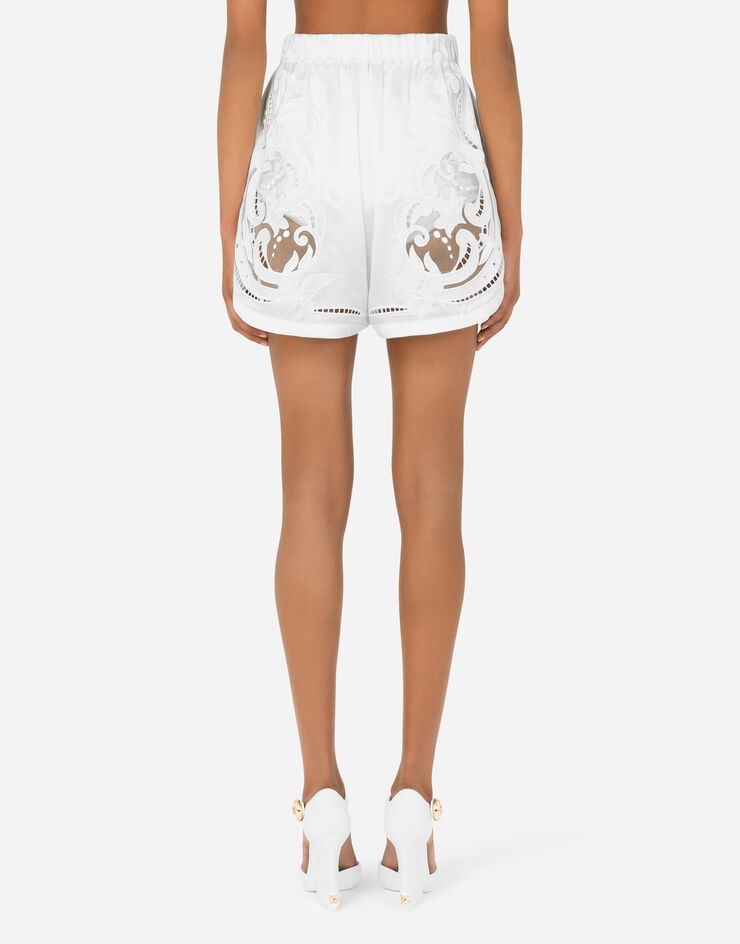 Embroidered satin shorts - 3