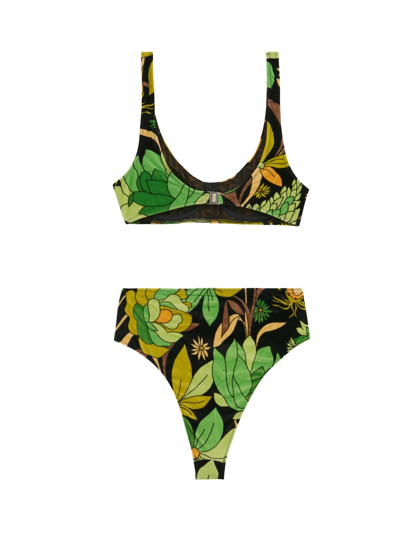 Foliage-print underwired high-rise bikini - 4