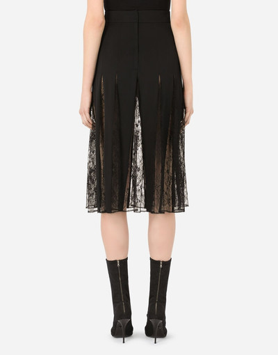 Dolce & Gabbana Charmeuse midi skirt with lace inserts outlook