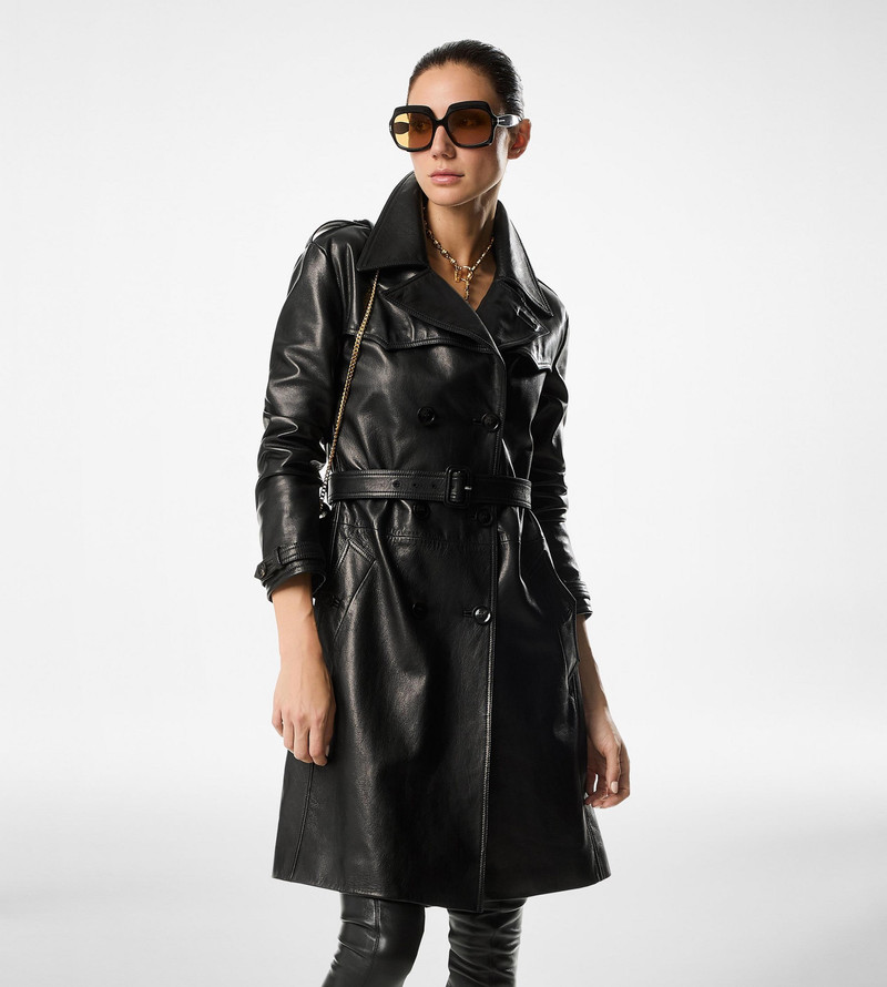 TOM FORD SHINY GOAT PLONGE' DOUBLE BREASTED TRENCH COAT outlook