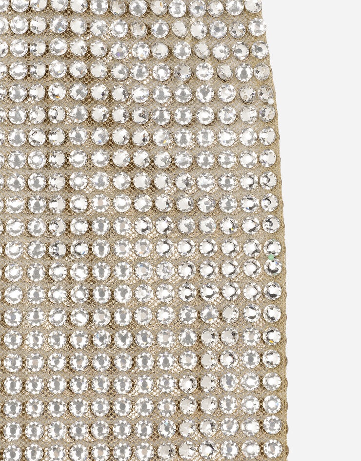 Tulle calf-length skirt with all-over fusible rhinestone embellishment - 8