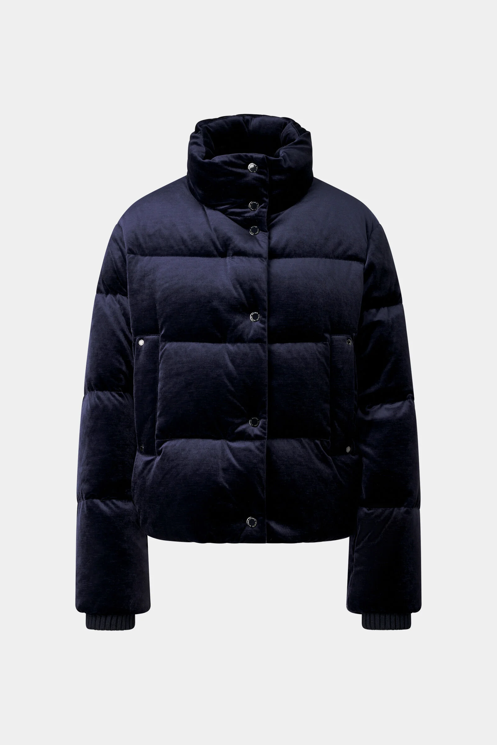 Oliva Velvet Down Jacket in Navy - 1