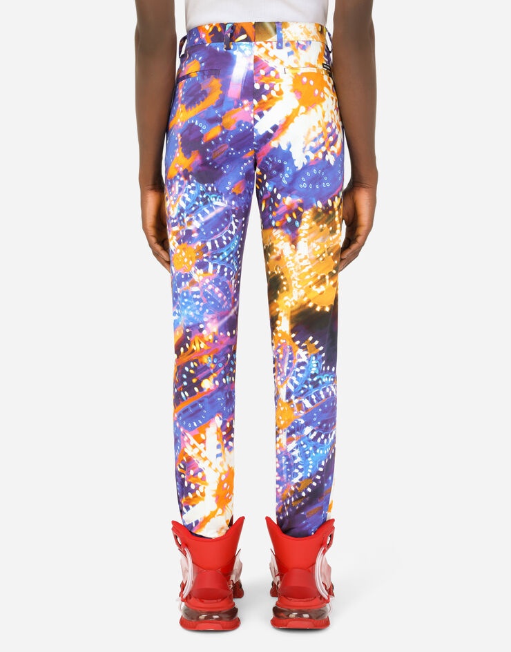 Stretch cotton pants with illumination print - 2