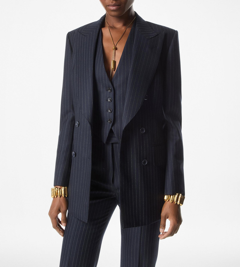 TOM FORD STRIPED WOOL FLANNEL WAISTCOAT outlook