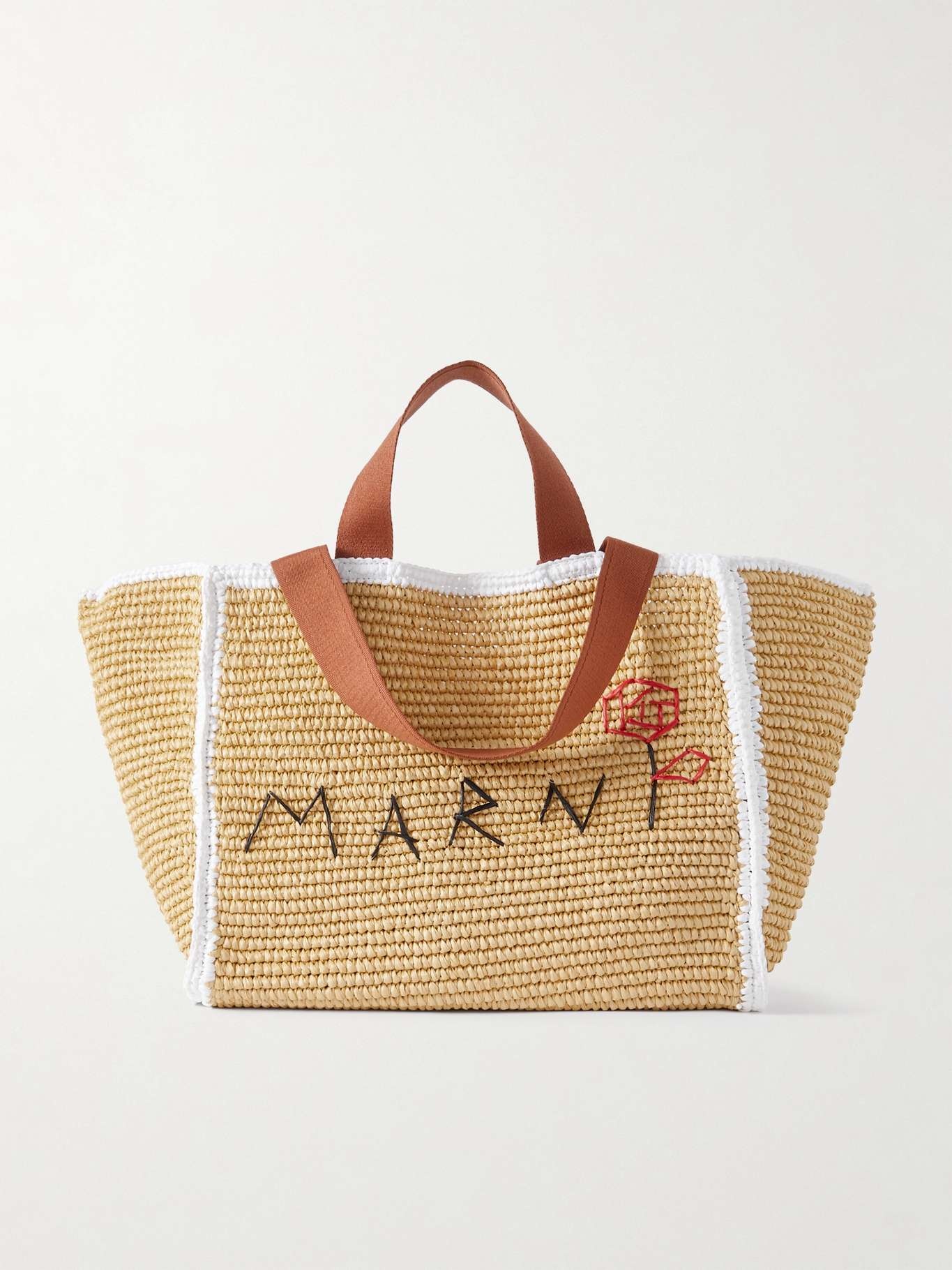 【MARNI】SMALL SILLO SHOPPING BAG Small white leather Museo hobo bag with patches | Marni