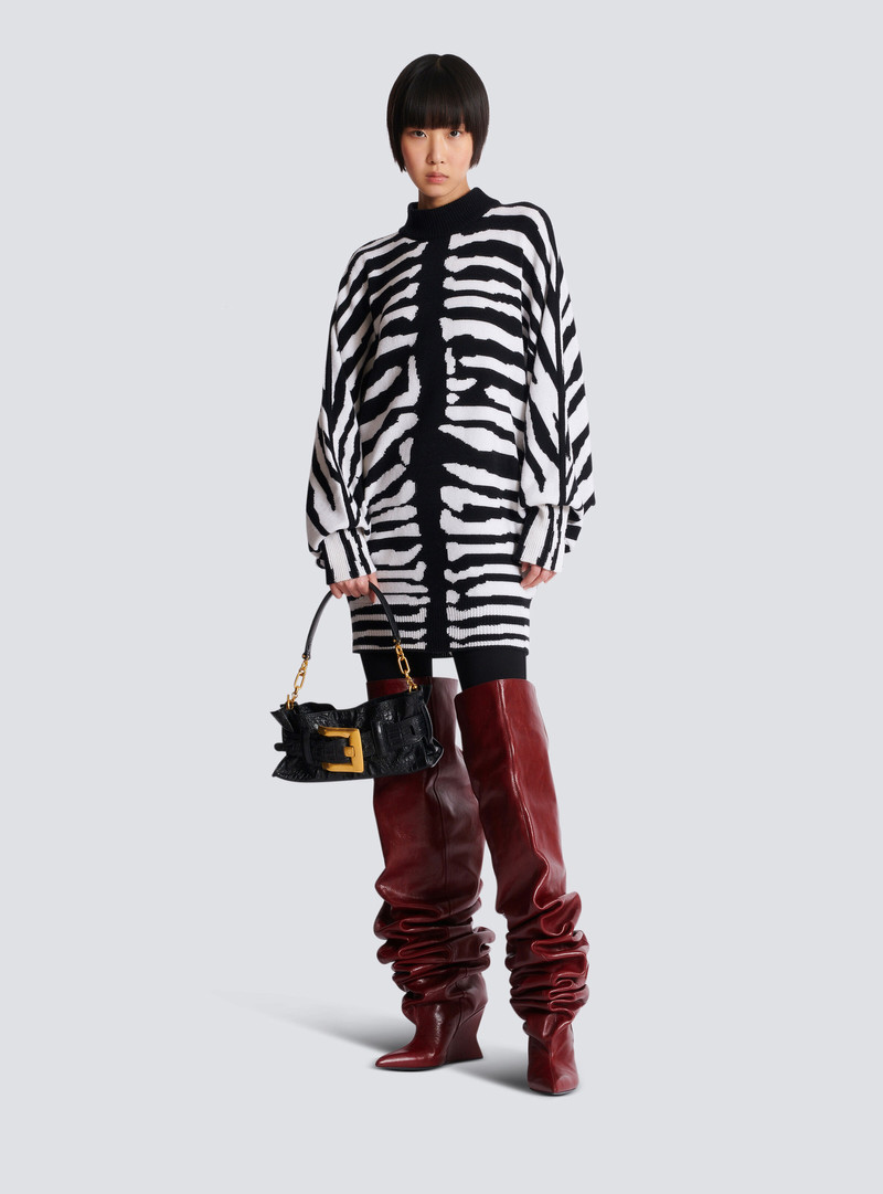 Balmain Knit dress with zebra intarsia outlook