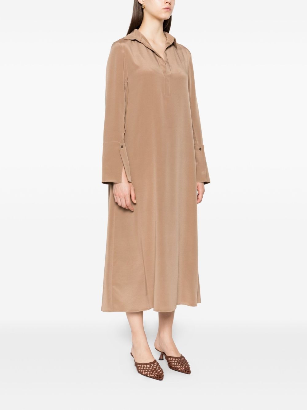 button-cuff silk dress - 3