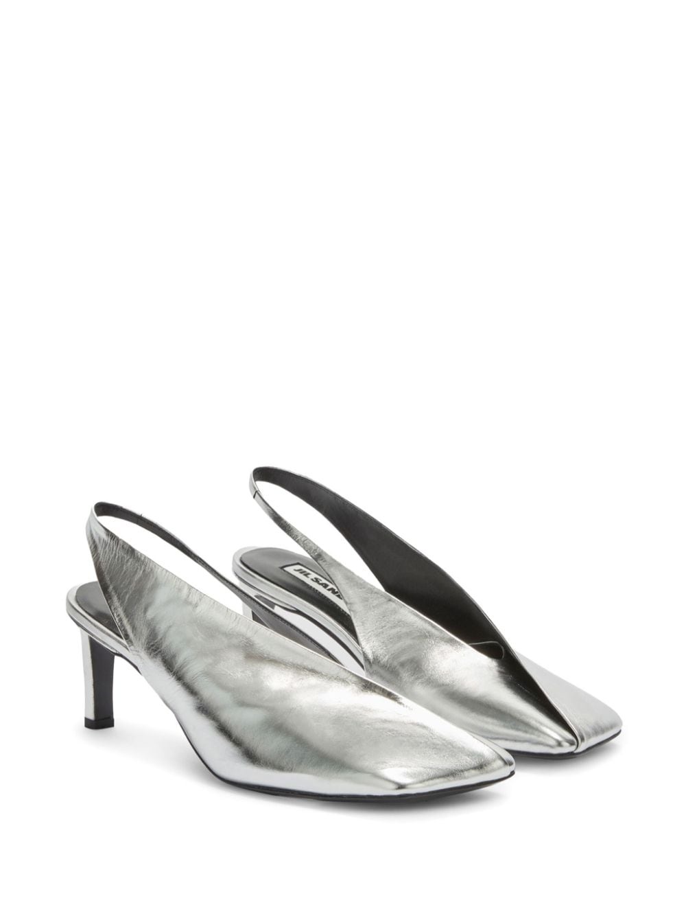 70mm square-toe leather pumps - 2