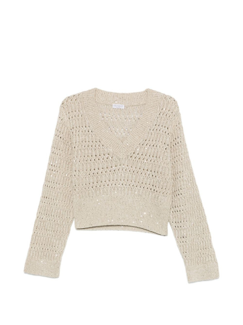 V-neck openwork sweater 1