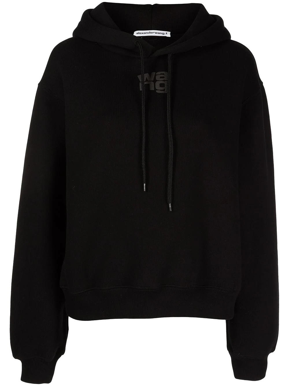 rubberised logo cotton hoodie - 1