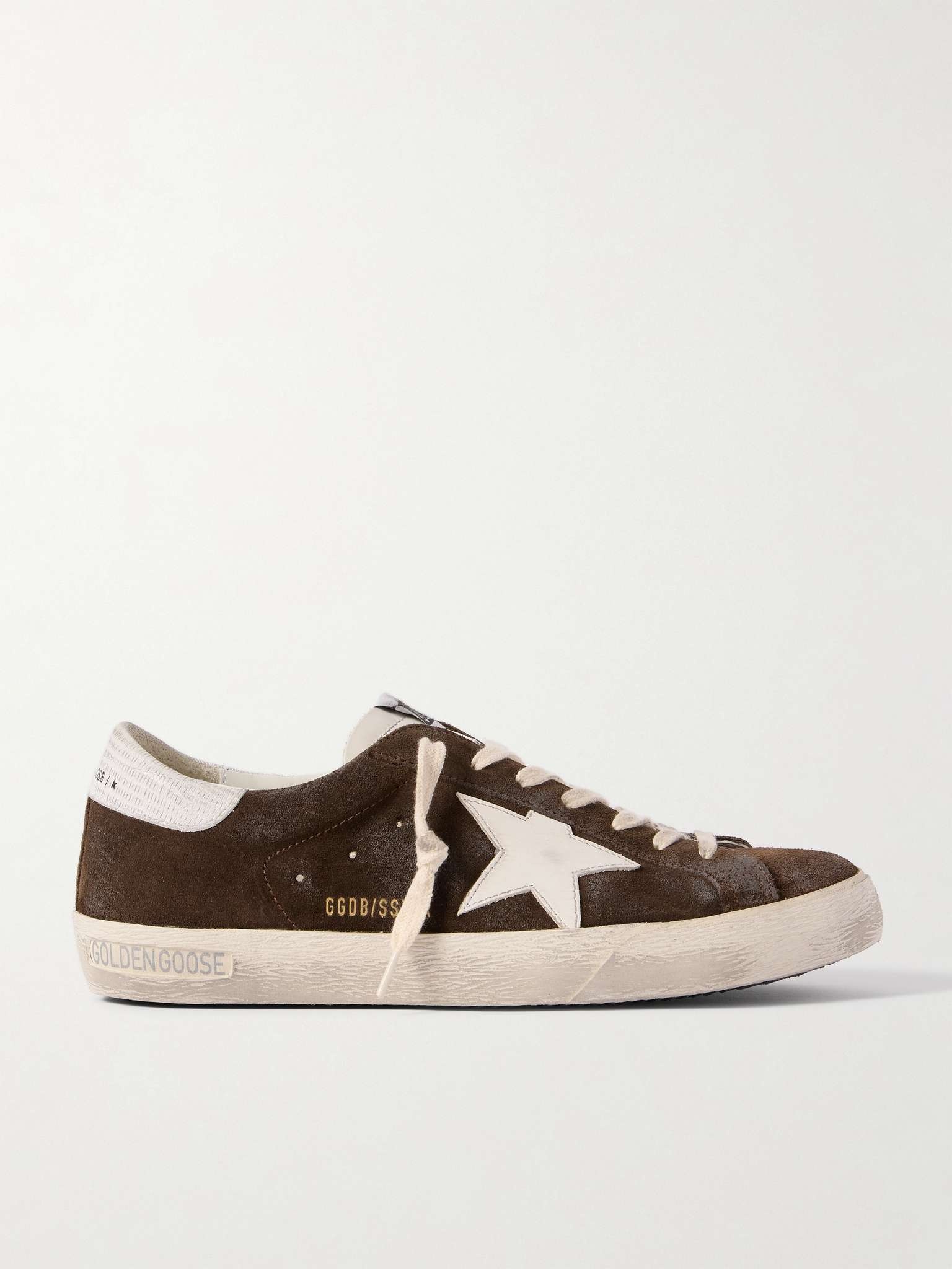 Super-Star Distressed Leather-Trimmed Suede Sneakers - 1