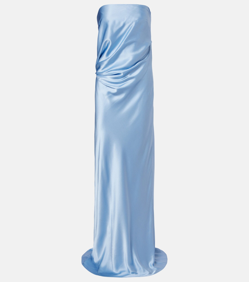 Draped silk charmeuse bustier gown 1