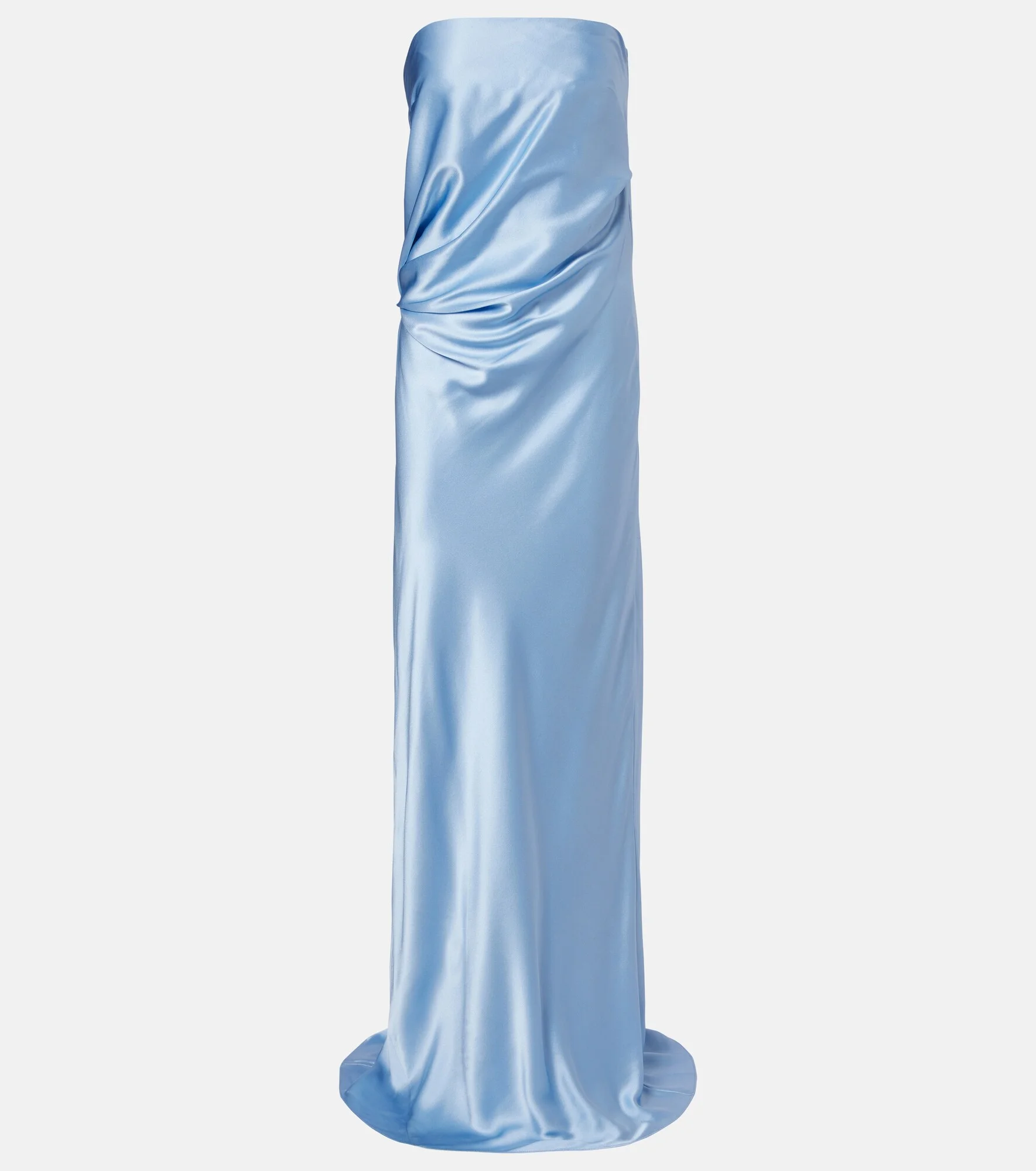 Draped silk charmeuse bustier gown - 1