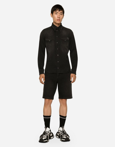 Dolce & Gabbana Gray wash stretch denim shorts outlook