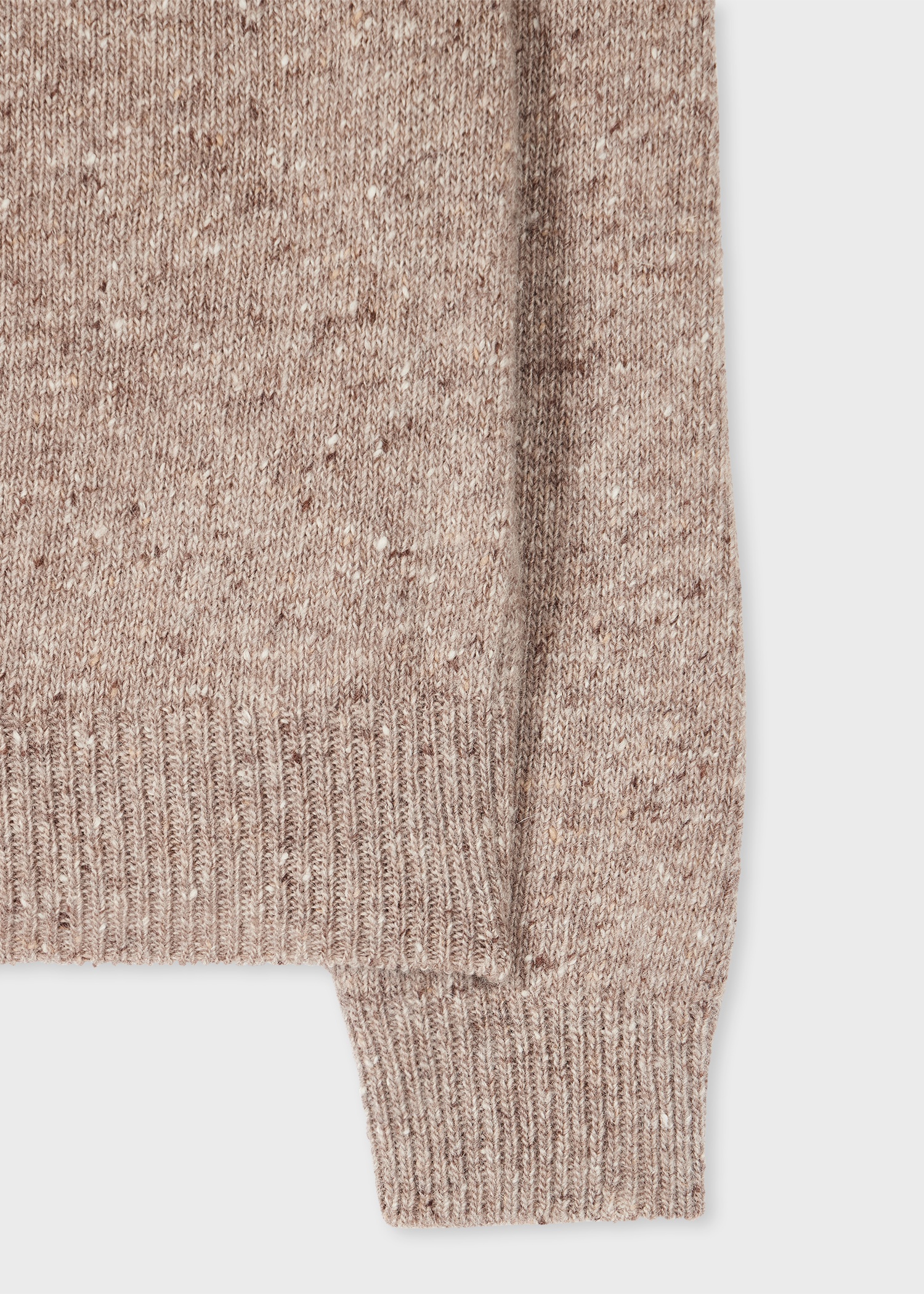 Taupe Wool-Mohair Donegal Sweater - 2