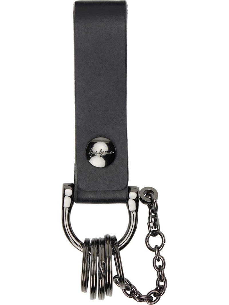 Yohji Yamamoto Black Leather Keychain outlook