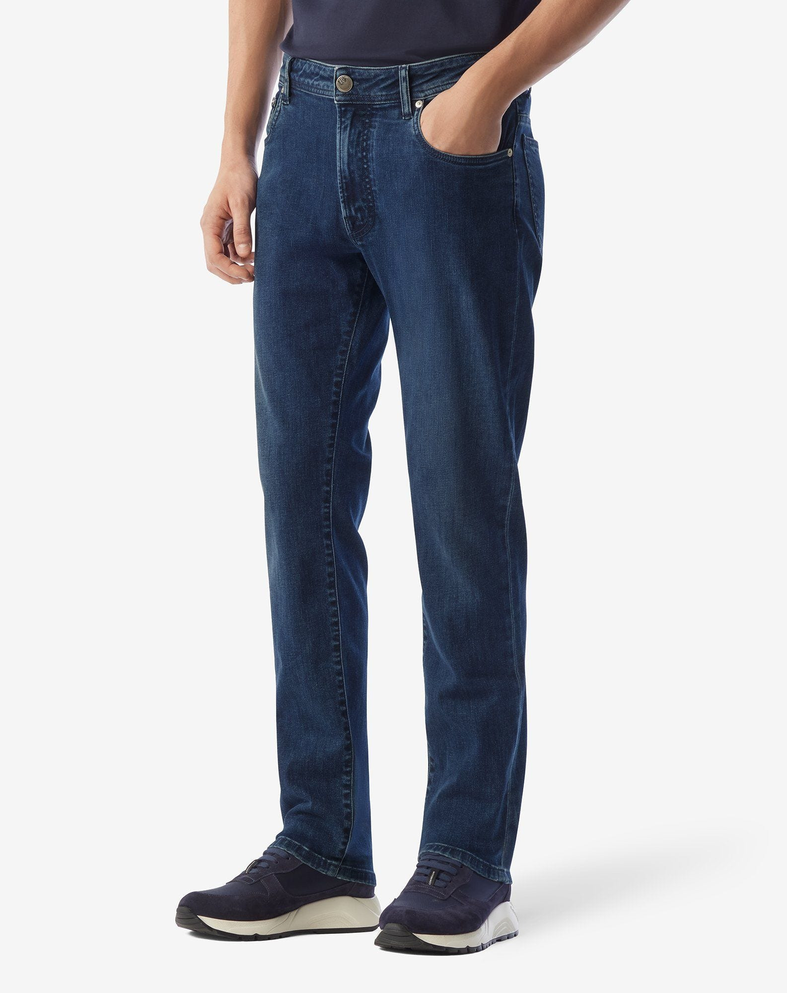Blue stretch denim 5-pocket trousers - 2