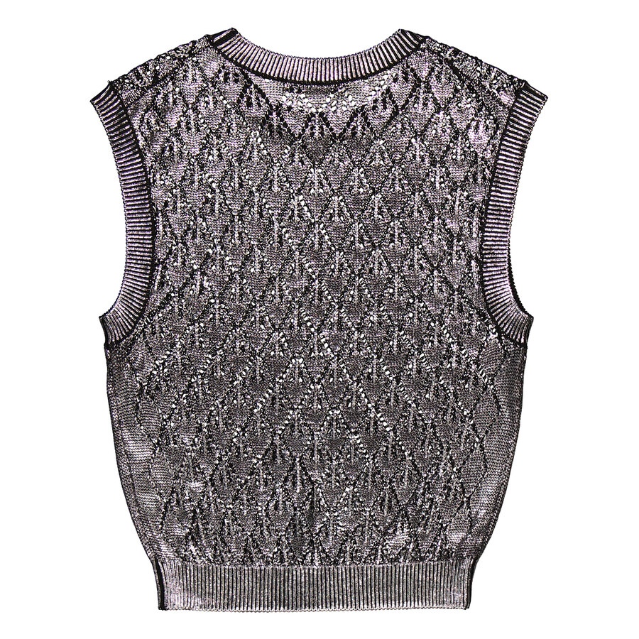 Rabanne Sleeveless Metallic Knit Jacquard Top, Size Small - 5