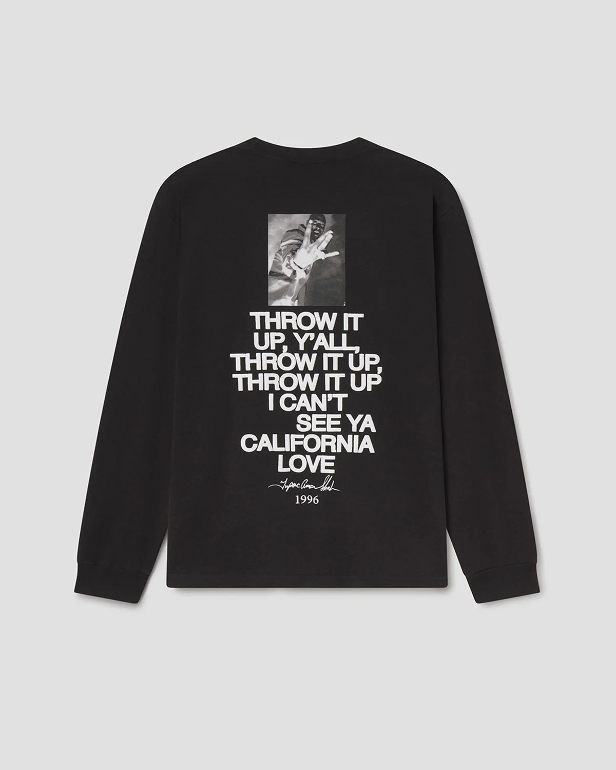 AGOLDE X TUPAC THROW IT UP LONG SLEEVE TEE IN WASHED BLACK - 1