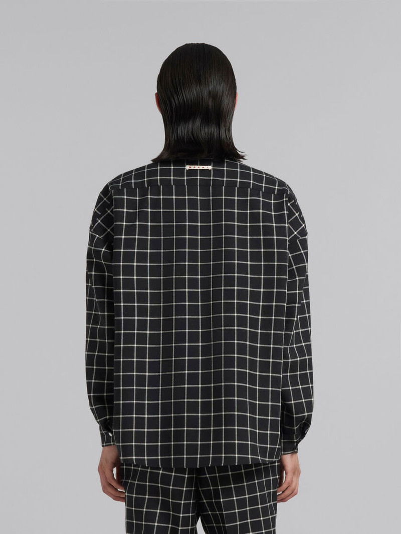 BLACK WOOL LONG-SLEEVED SHIRT WITH CHECKED PATTERN 3