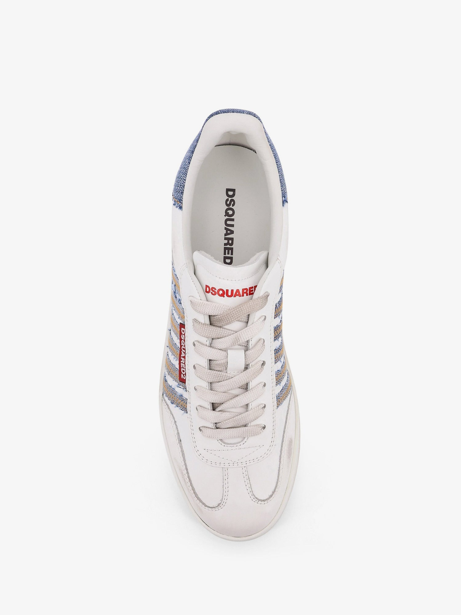 Dsquared2 Low-Top Leather Sneakers With Denim Profiles - 5
