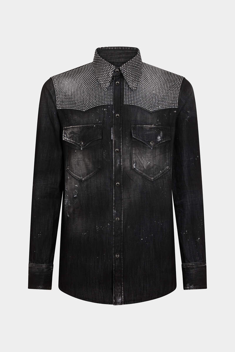 BLACK WASH NIGHT FASHION WESTERN SHIRT - 1