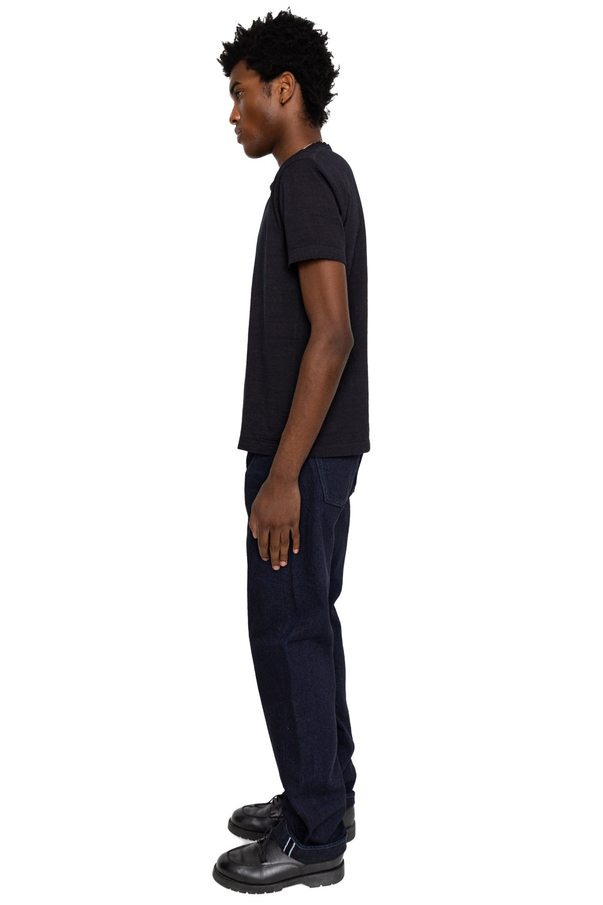 Indigo Jersey Crew Neck T-shirt - Indigo x Black - 3